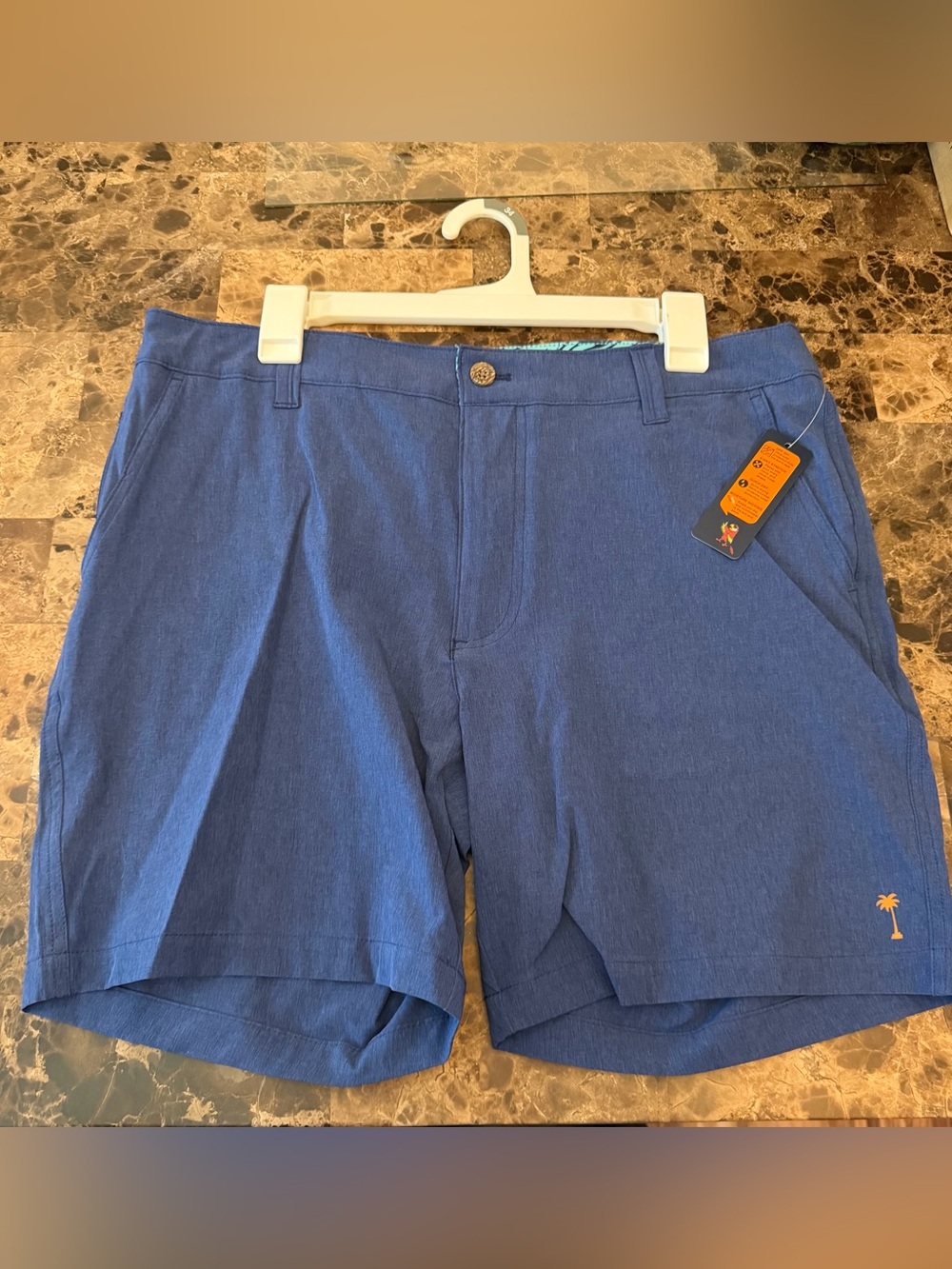 Margaritaville Men's Blue Flat Front, UPF, Quick Dry, Performance Shorts